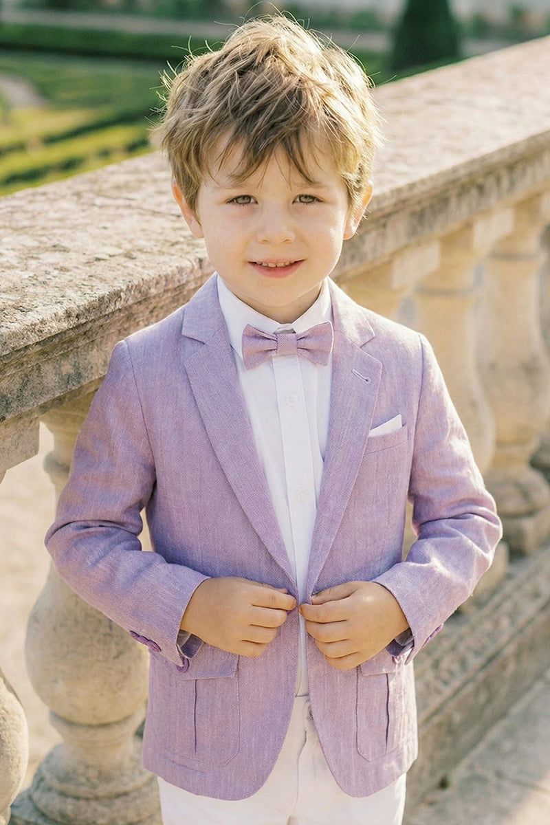 Boys Purple Linen Single-breasted Blazer