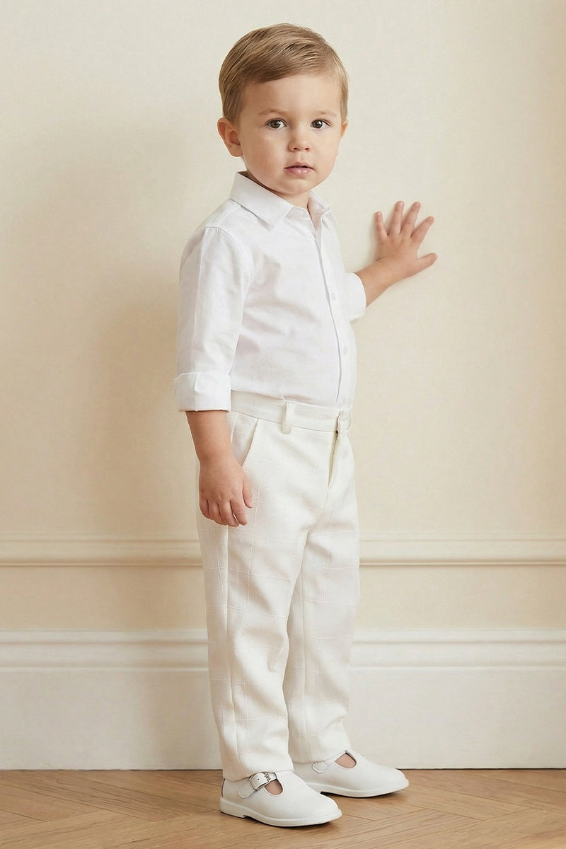 Boys White Checkered Trousers