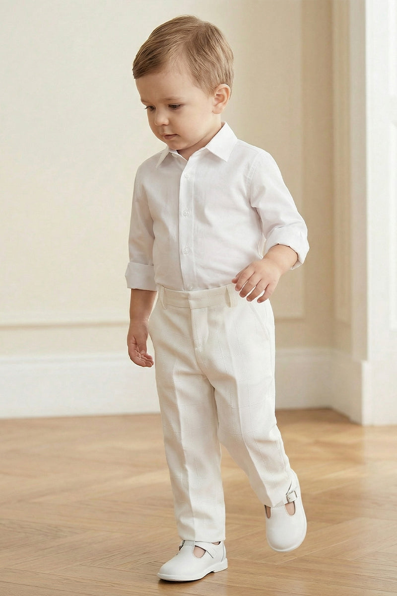 Boys White Checkered Trousers