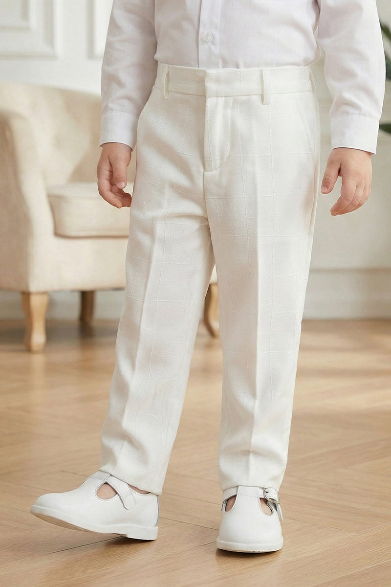 Boys White Checkered Trousers