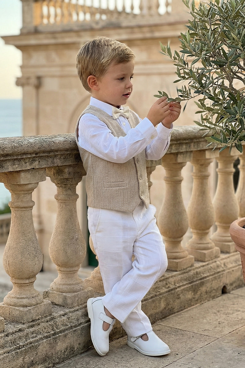 Boys White Checkered Trousers