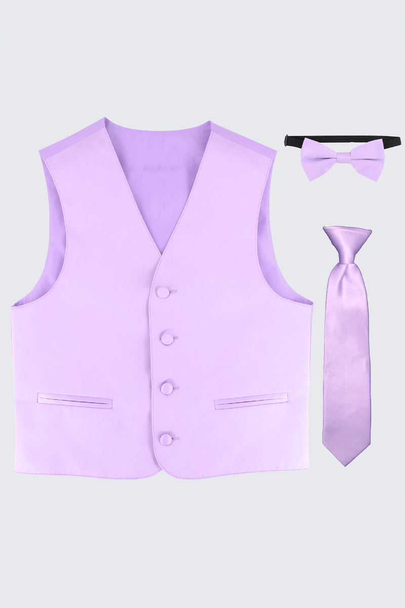 Boys Purple Single-breasted Vest
