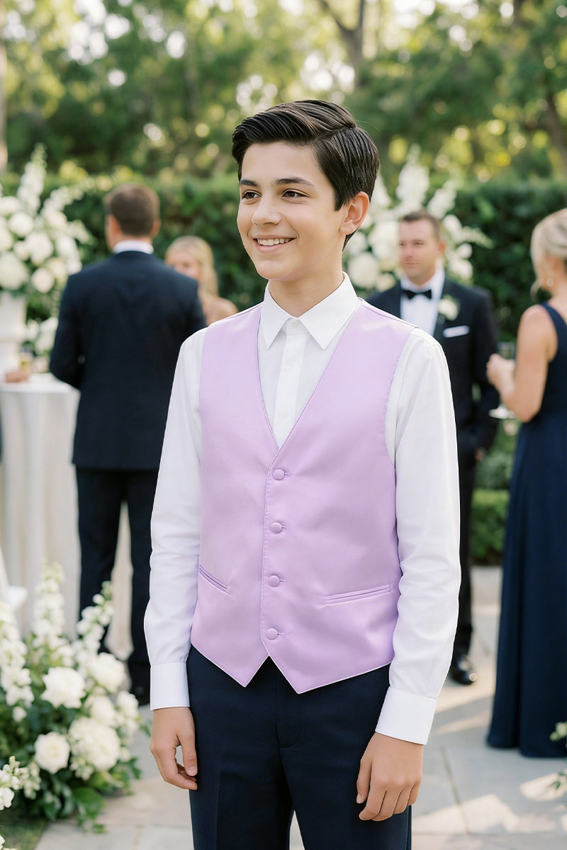 Boys Purple Single-breasted Vest