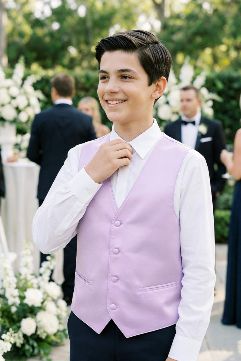 Boys Purple Single-breasted Vest
