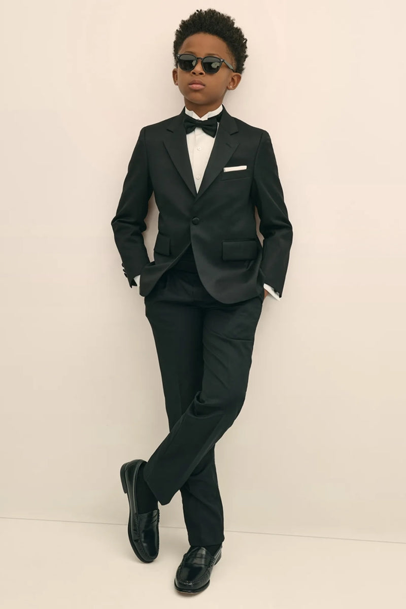 Boys Black Single-breasted 2-piece Suits