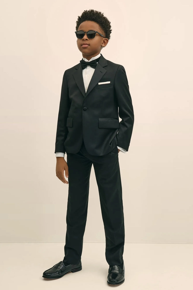 Boys Black Single-breasted 2-piece Suits
