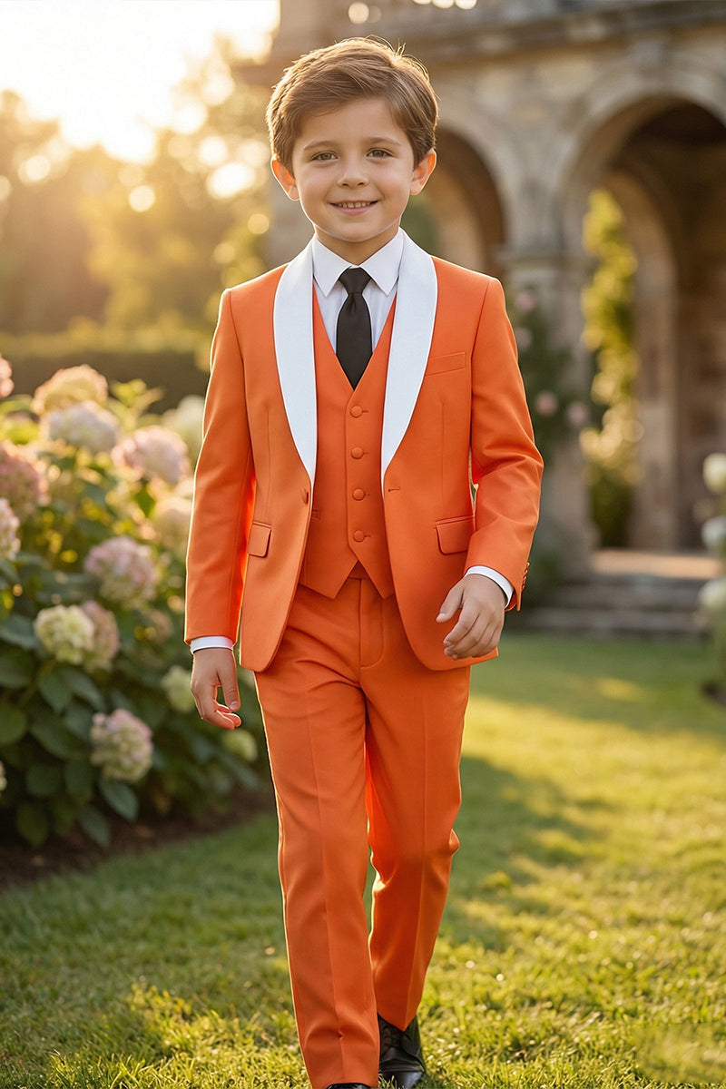 Boys Vibrant Orange 3-piece Tuxedo Suit