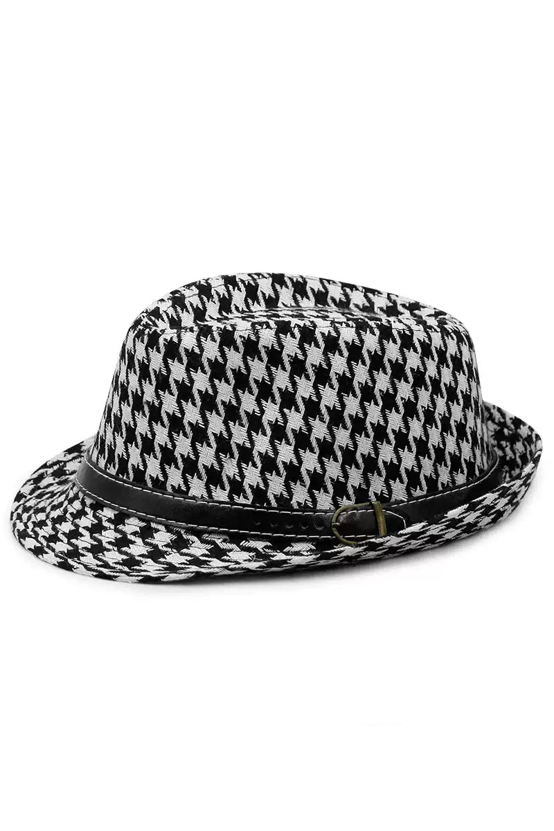 Boys Houndstooth Belt Buckle Decorative Hat