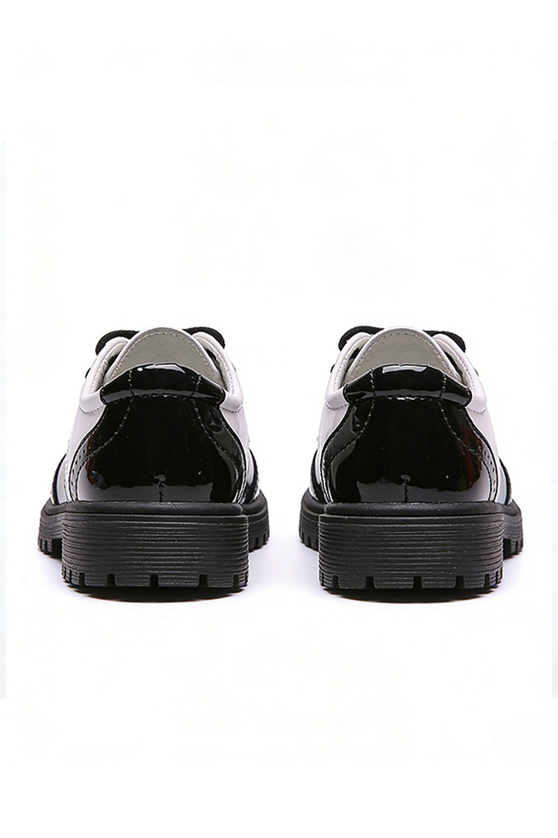 Boys Black And White Two-tone Brogue Dress Shoes