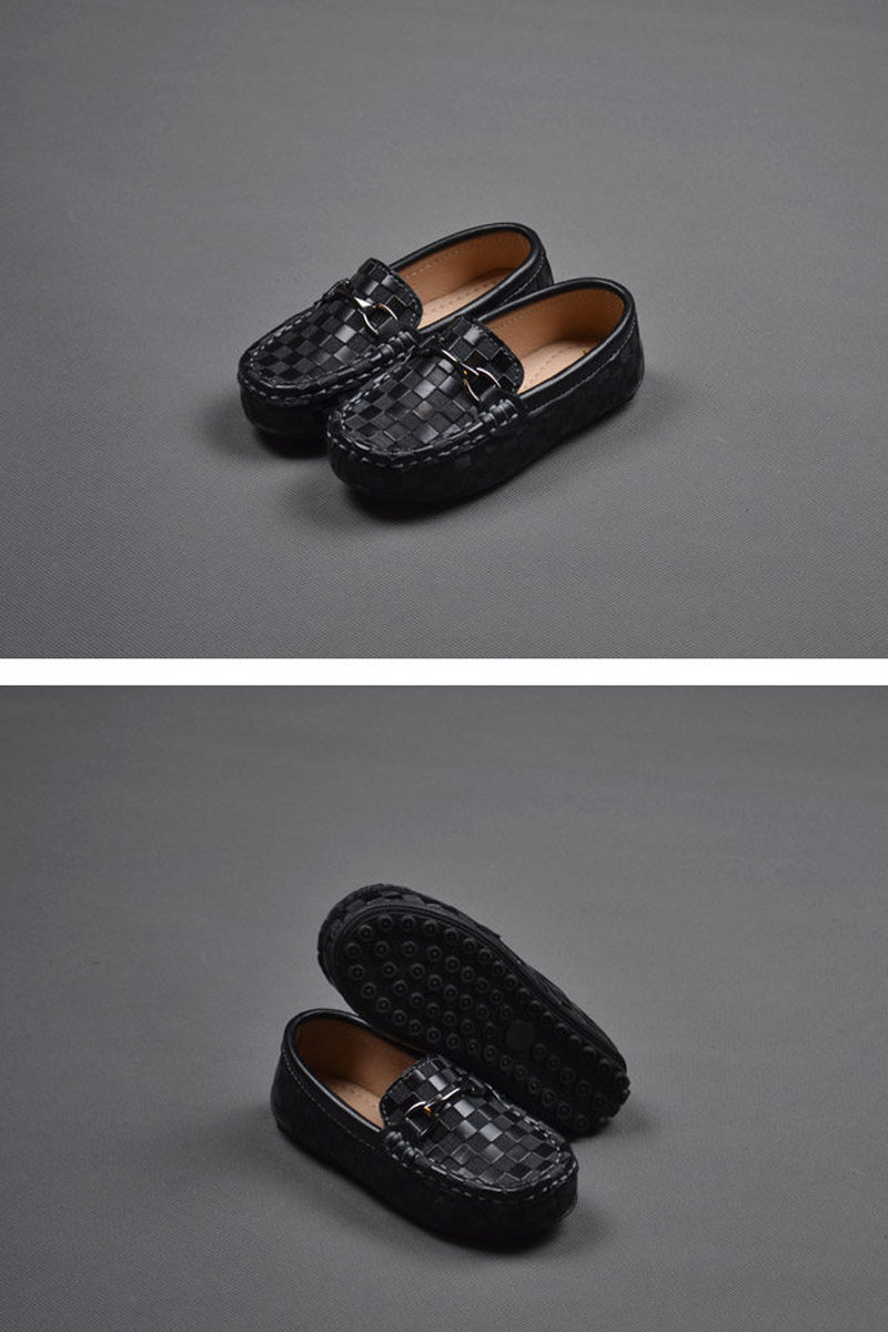 Boys Black Woven Checkered Buckle Loafers£¨ 2-15 years old£©
