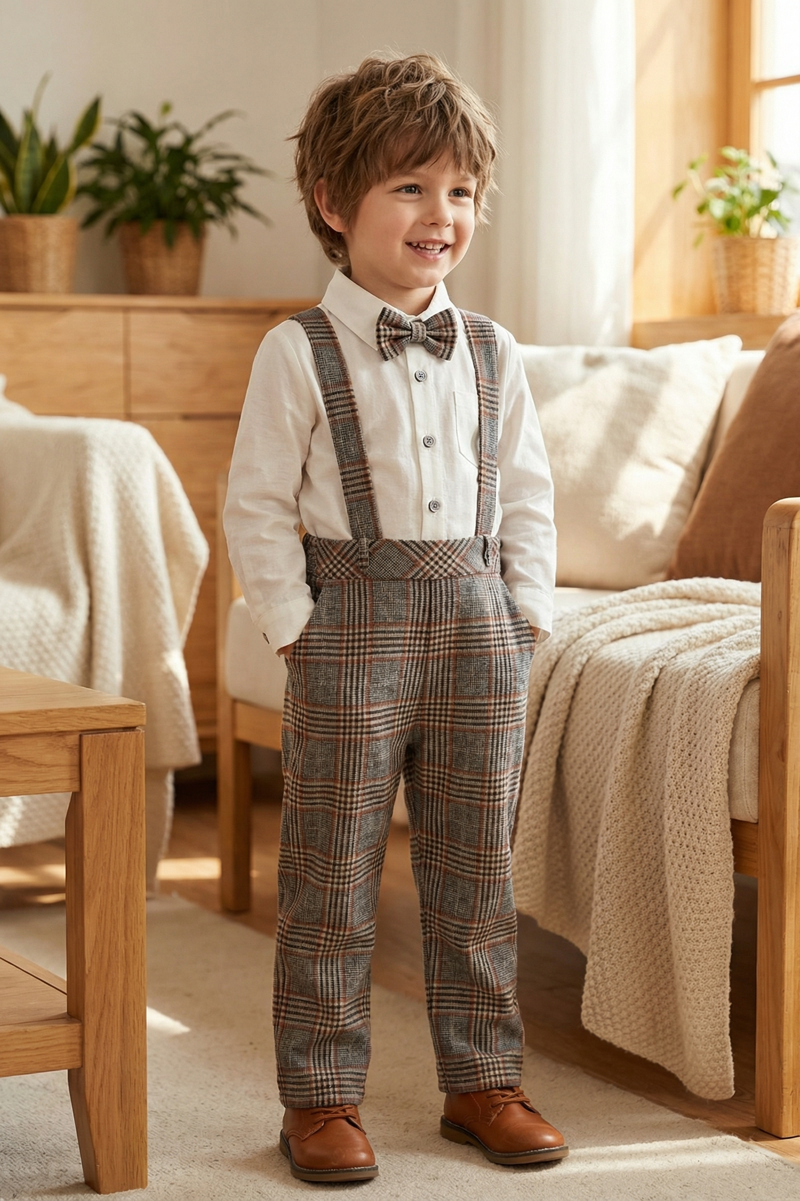 Boy Retro Casual Strap Pants