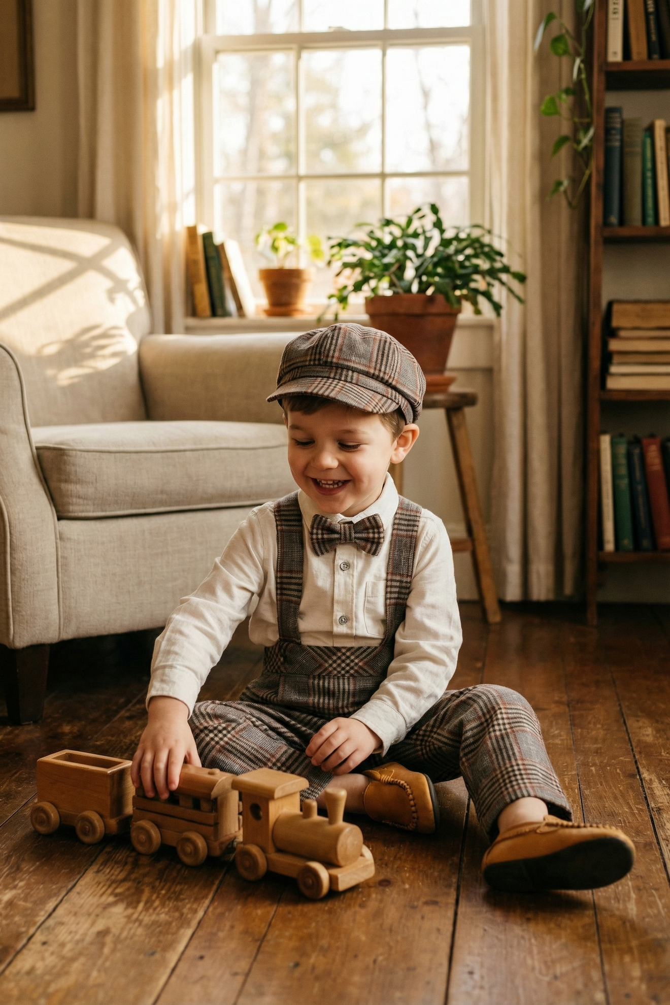 Boy Retro Casual Strap Pants