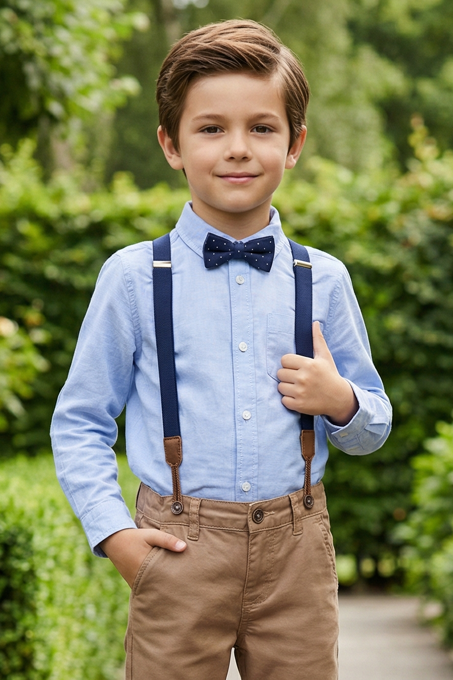 Boys' Fashionable And Minimalist Sky Blue Pure Cotton Shirt