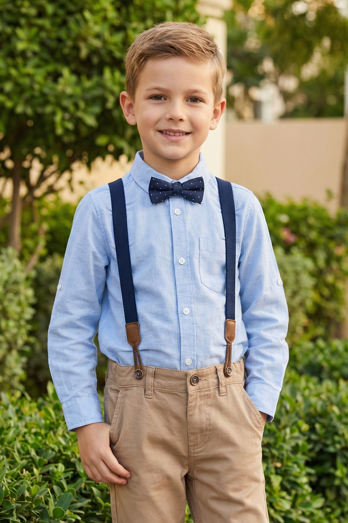 Boys' Fashionable And Minimalist Sky Blue Pure Cotton Shirt