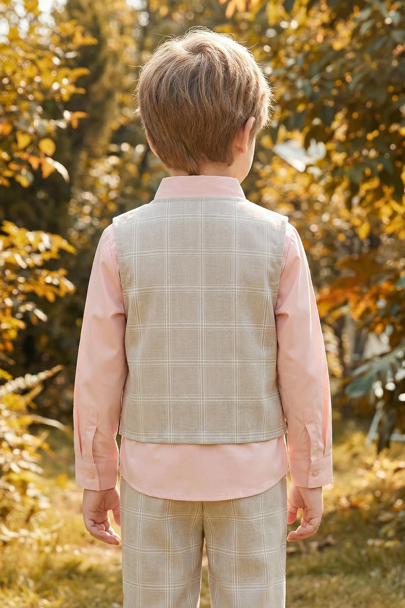 Boys' Casual Cute Vest, Shirt, And Pants Three-Piece Set