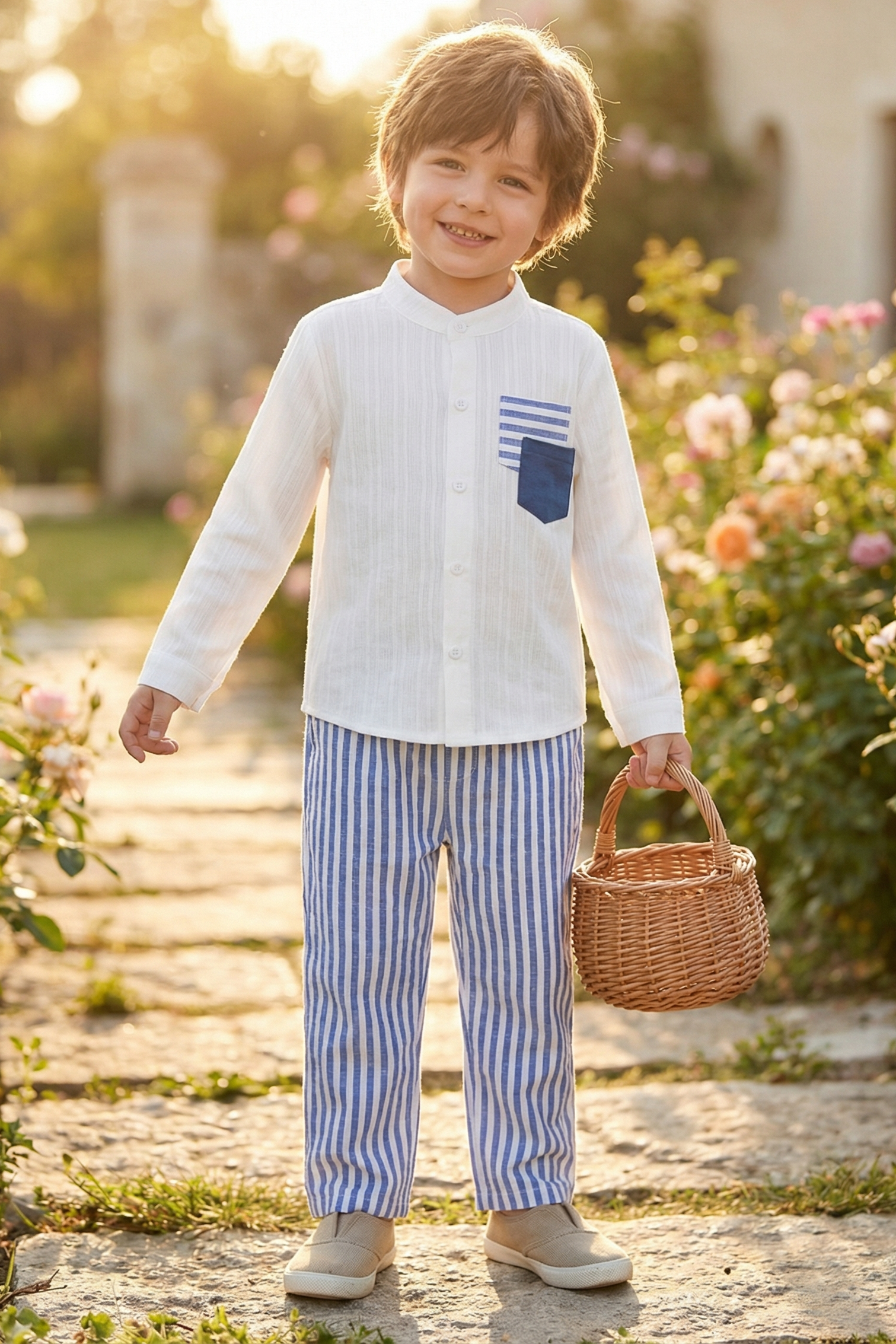 Boys' Casual And Fashionable Striped Pants