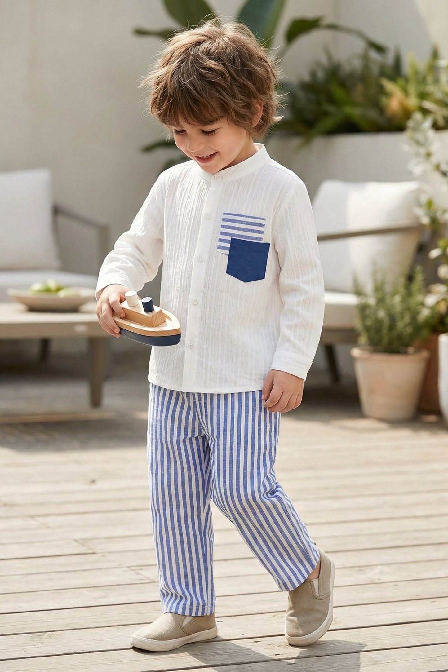 Boys' Casual And Fashionable Striped Pants