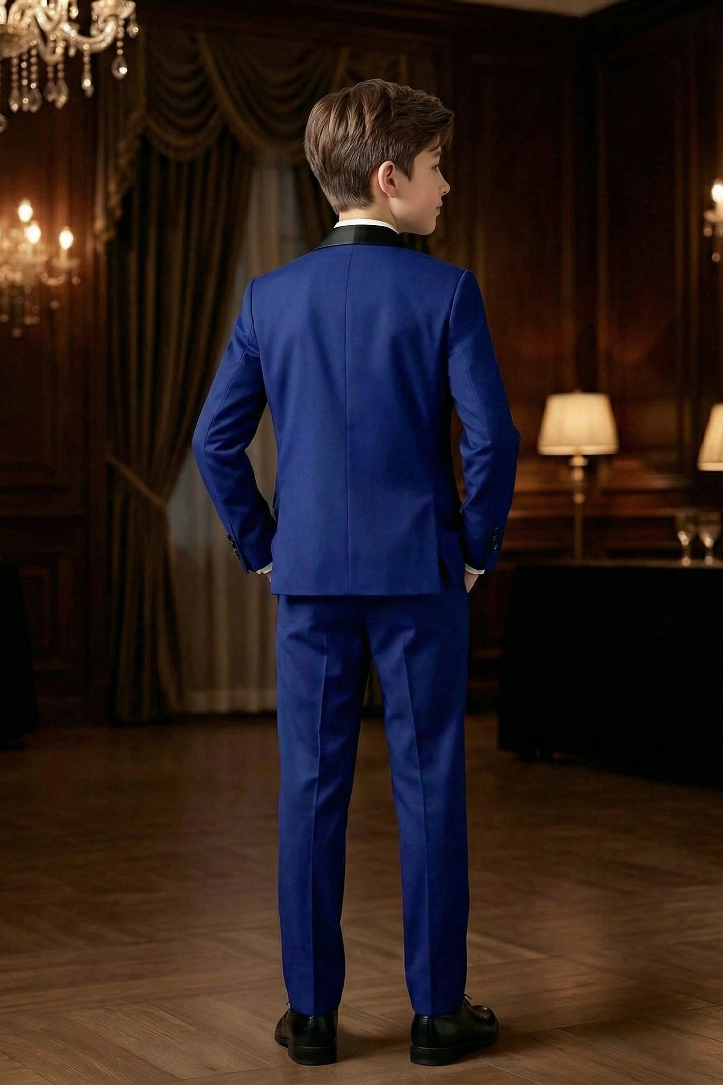 Boys' Vintage Luxury Three-Piece Suit Set With Patchwork Satin
