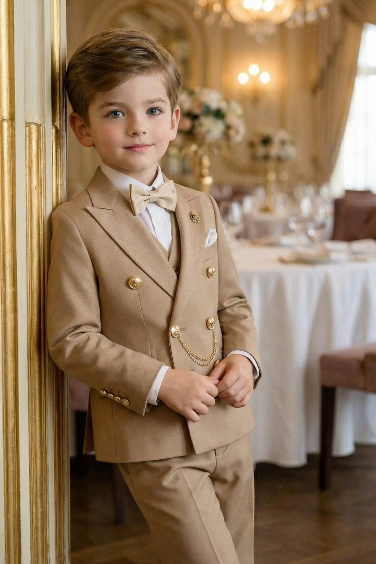 Boys' Vintage Luxury And Exquisite Button-Up Two-Piece Suit