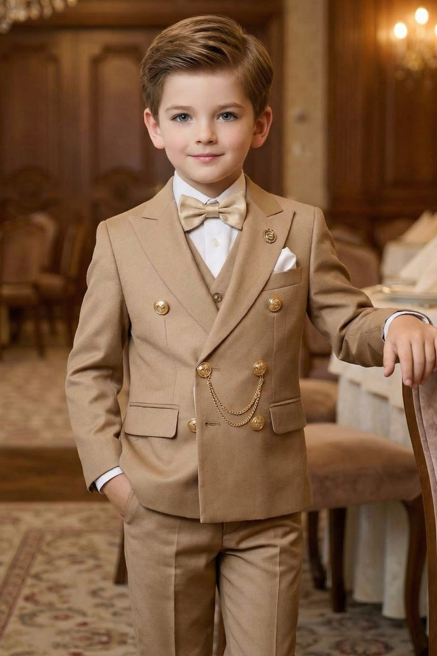 Boys' Vintage Luxury And Exquisite Button-Up Two-Piece Suit