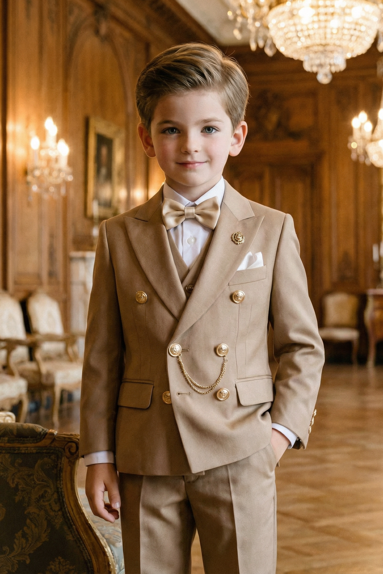 Boys' Vintage Luxury And Exquisite Button-Up Two-Piece Suit