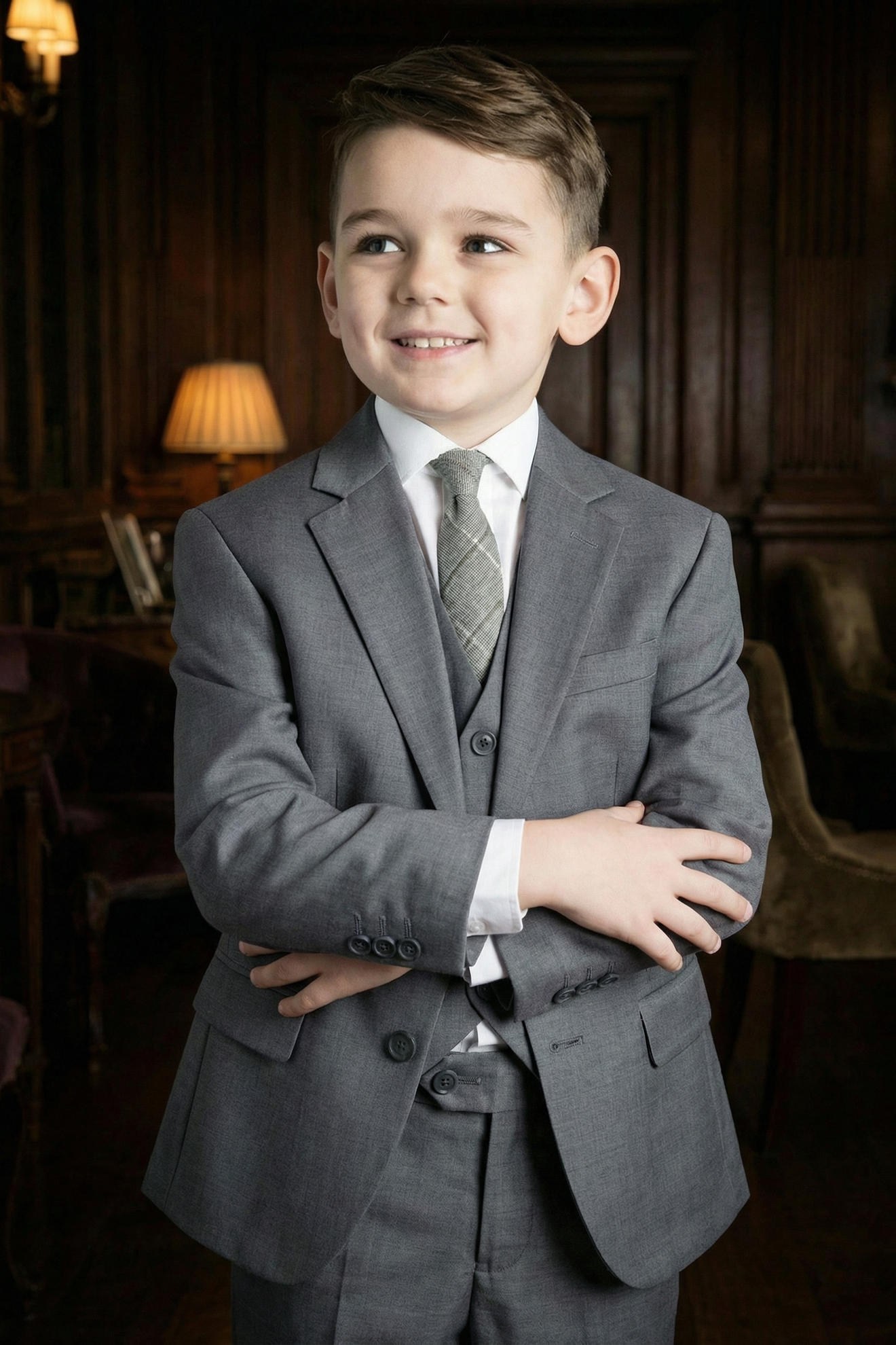 Boys' Solid Color Casual Comfortable Three-Piece Suit