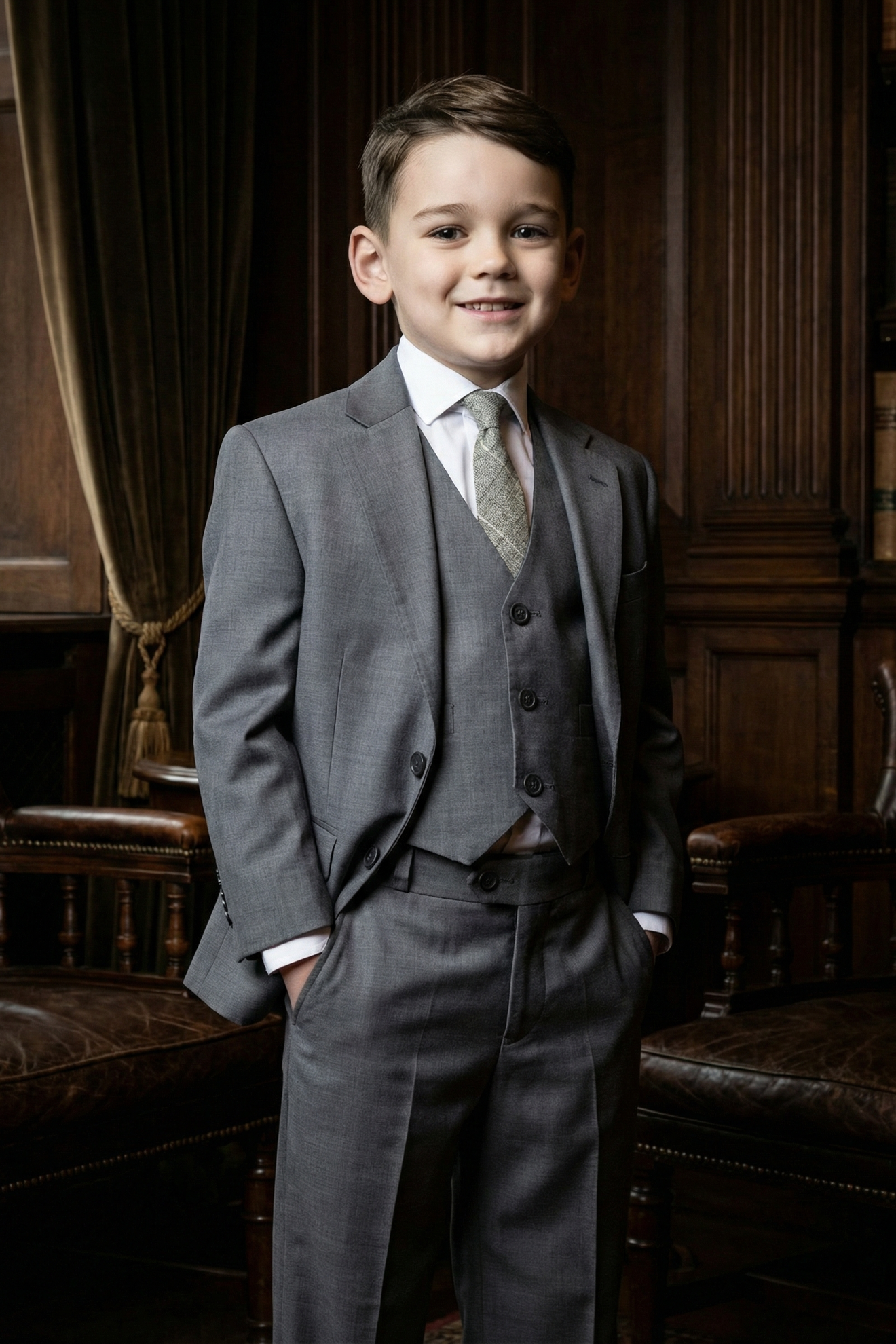 Boys' Solid Color Casual Comfortable Three-Piece Suit