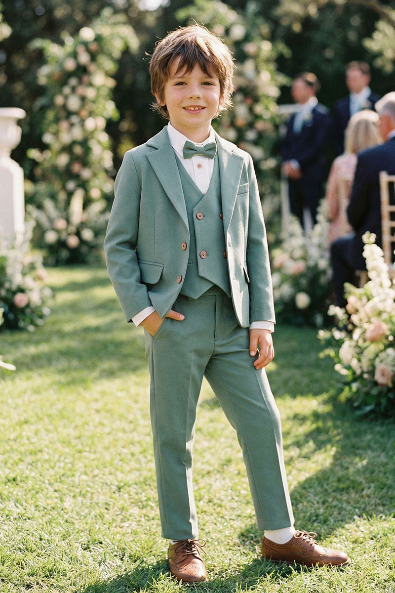 Boys Sage Green 3-Piece Suit for Garden Weddings
