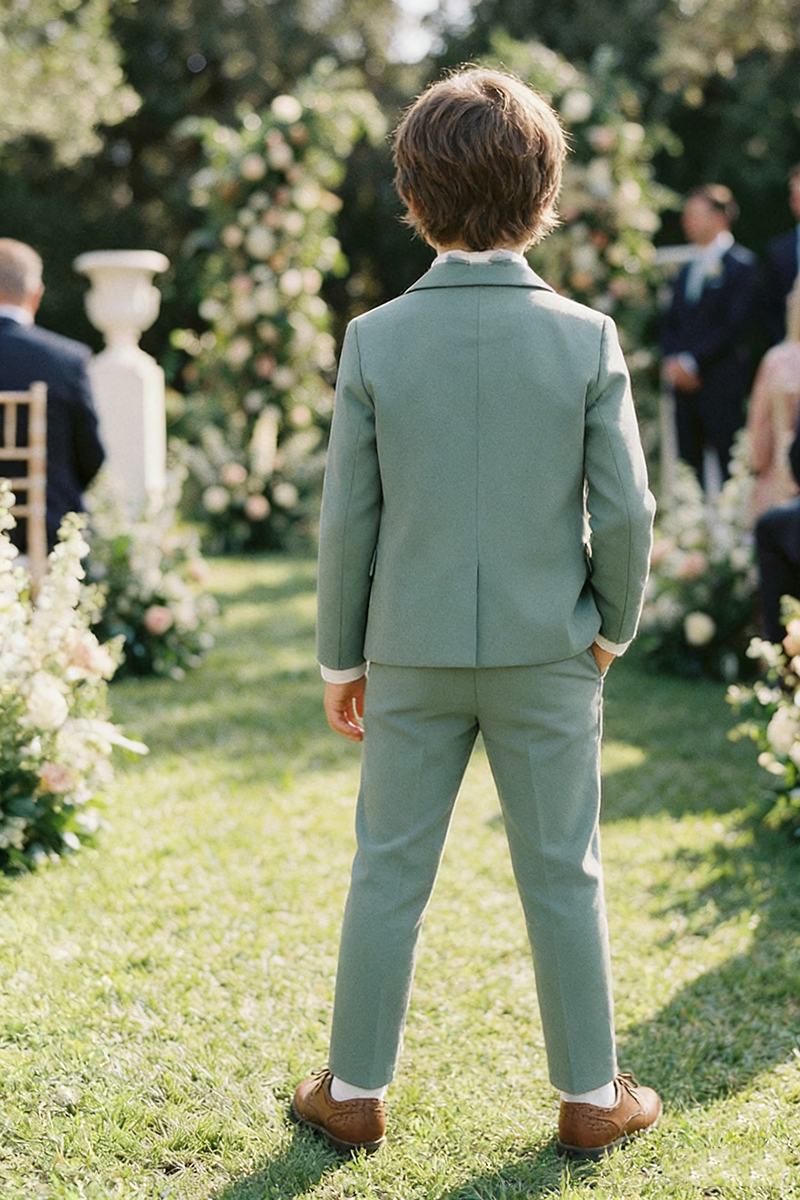 Boys Sage Green 3-Piece Suit for Garden Weddings