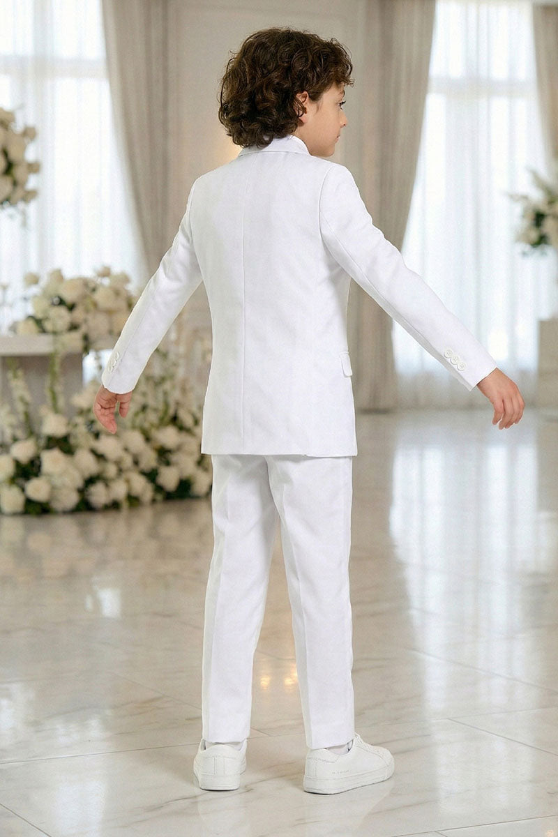 Boys White 2-Piece Suit for Ballroom Weddings