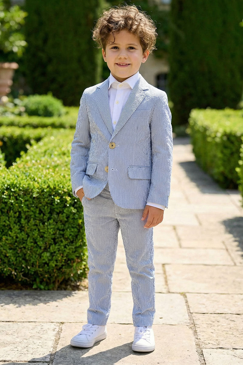 Boys Seersucker Stripe 2-Piece Suit