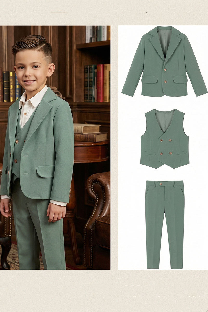 Boys Sage Green 3-Piece Suit for Garden Weddings