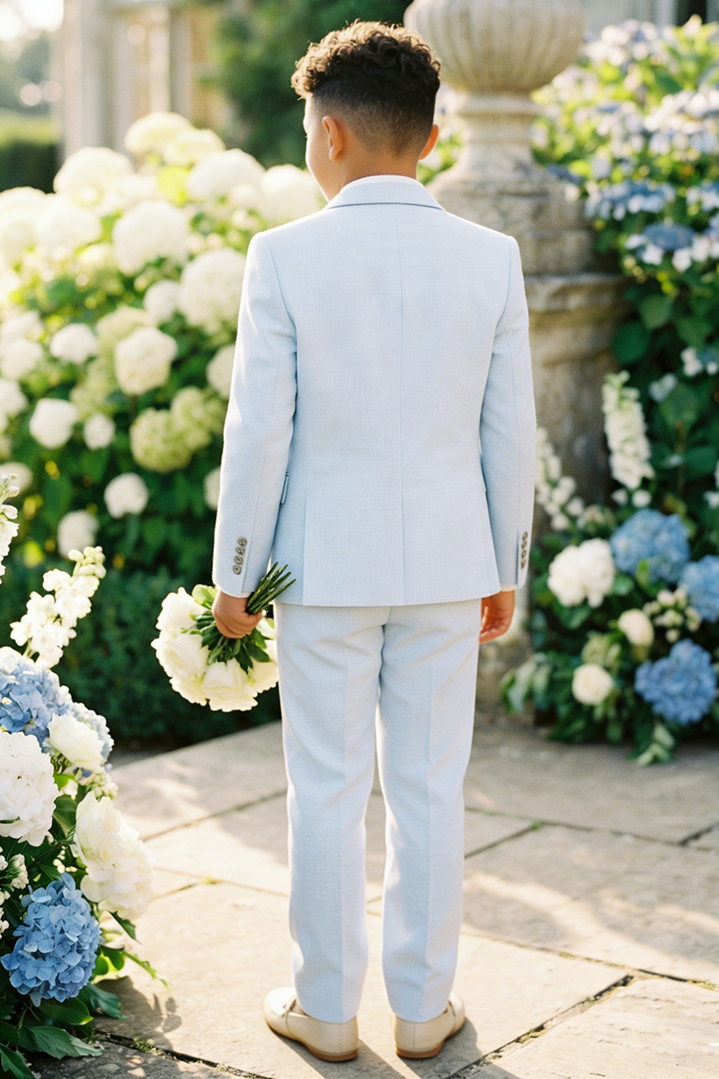 Boys Sky Blue 3-Piece Suit for Garden Weddings
