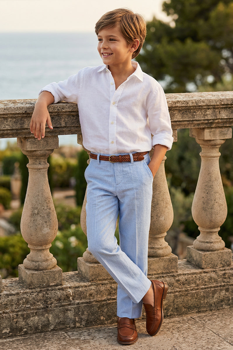 Boys Light Blue Tailored Trousers