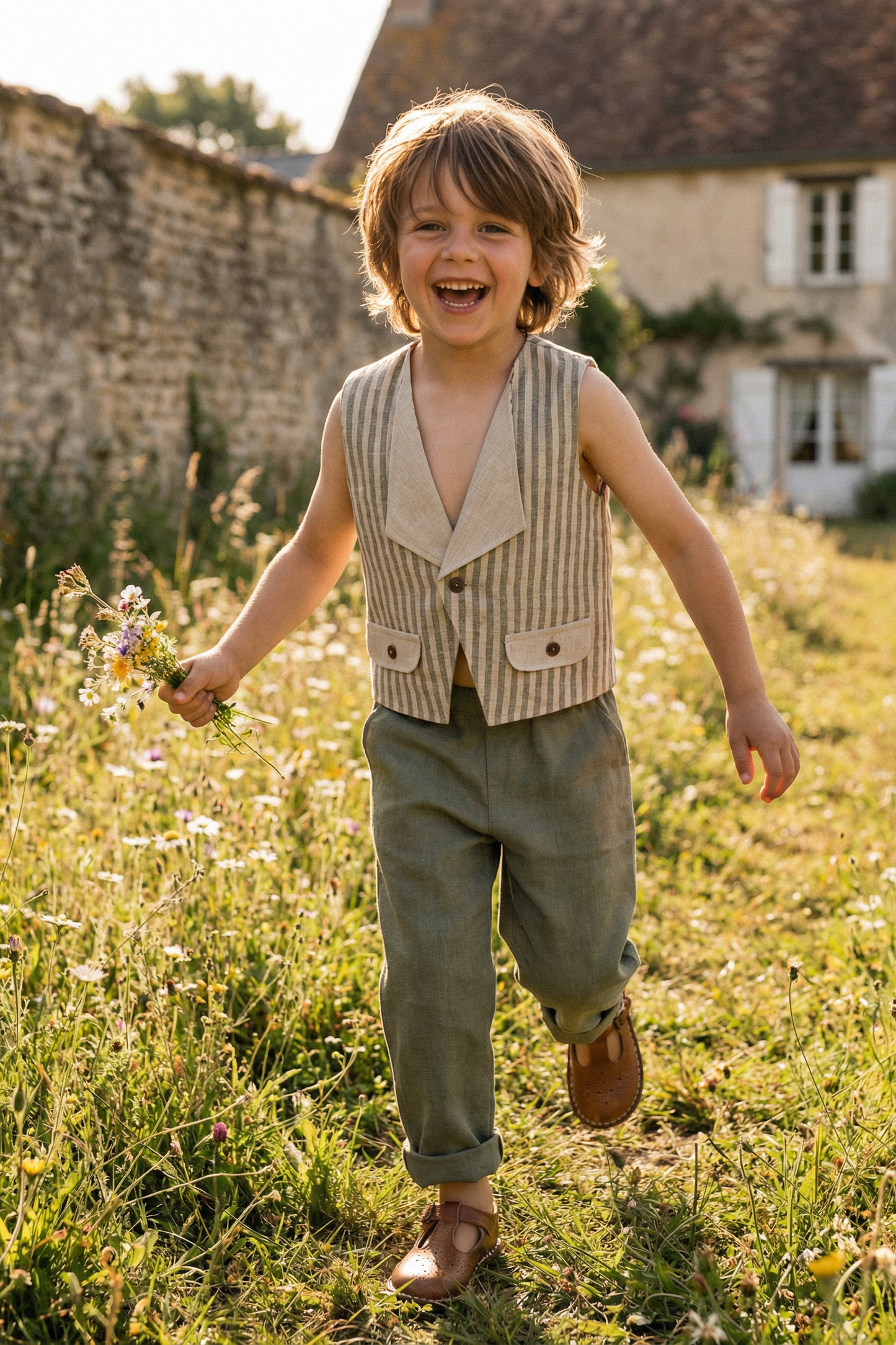 Boys Tea Green Simple Pants