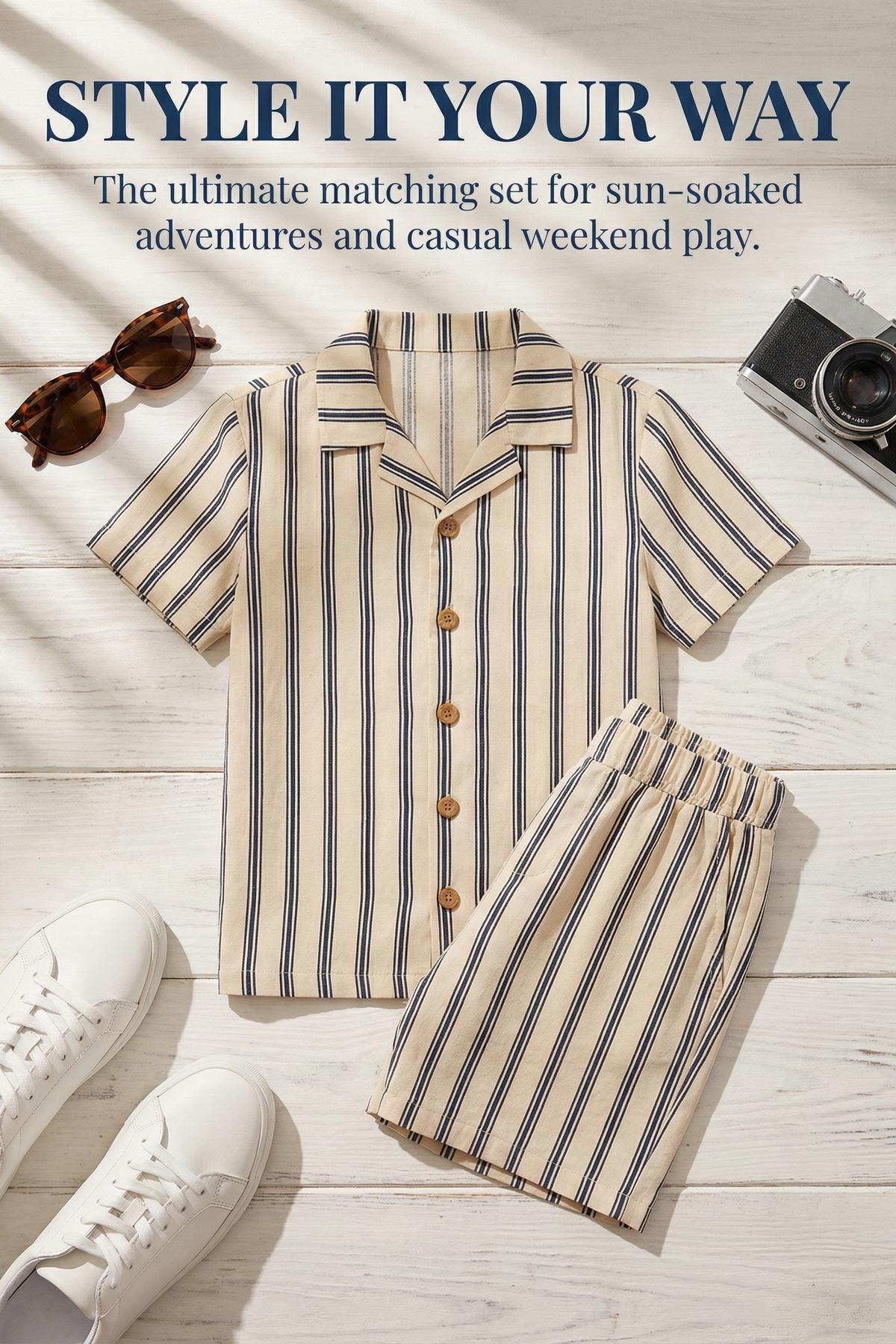 Boys Apricot Striped Shirt 2-piece Set