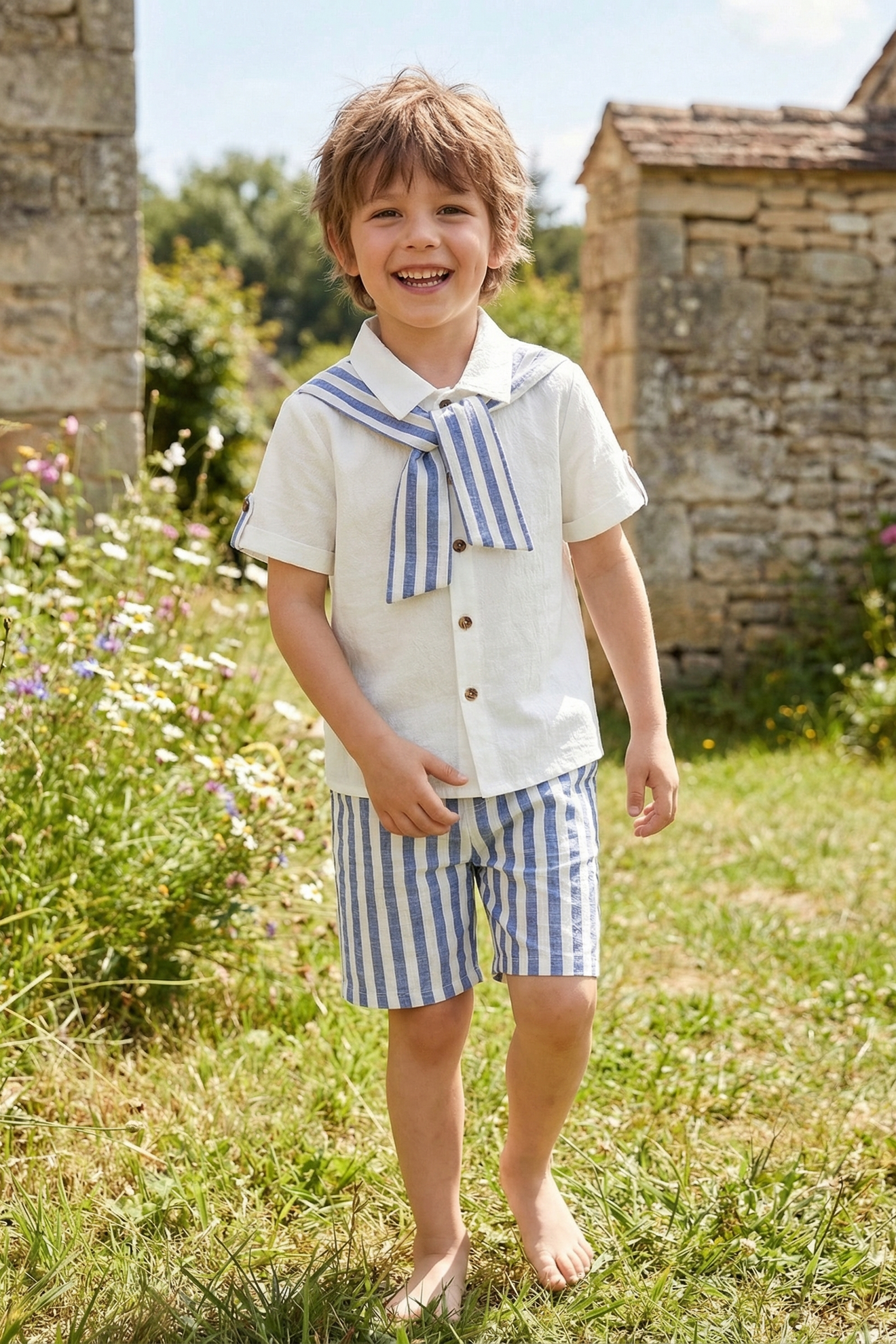 Boys Striped Simple Shorts
