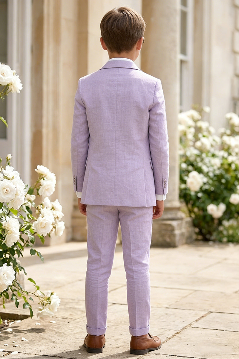 Boys Lavender Linen Blend 3-piece Suit