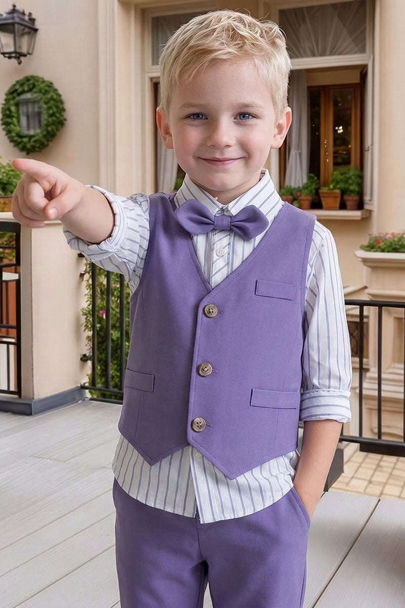 Boys Lavender Vest & Trousers 2-Piece Suit