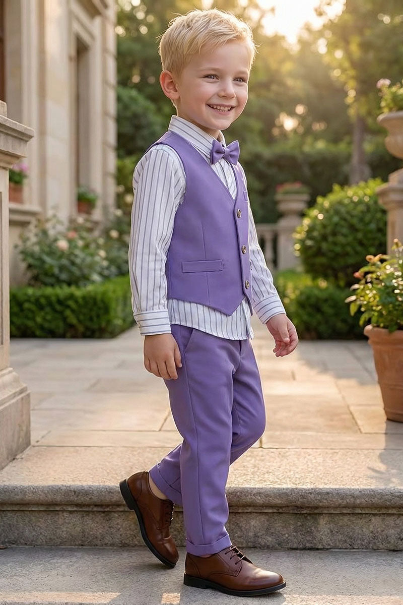Boys Lavender Vest & Trousers 2-Piece Suit
