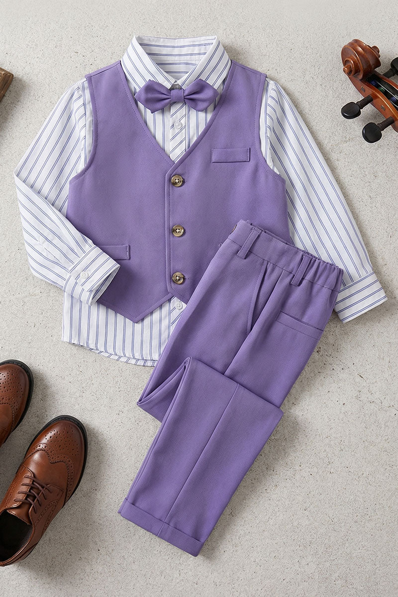Boys Lavender Vest & Trousers 2-Piece Suit