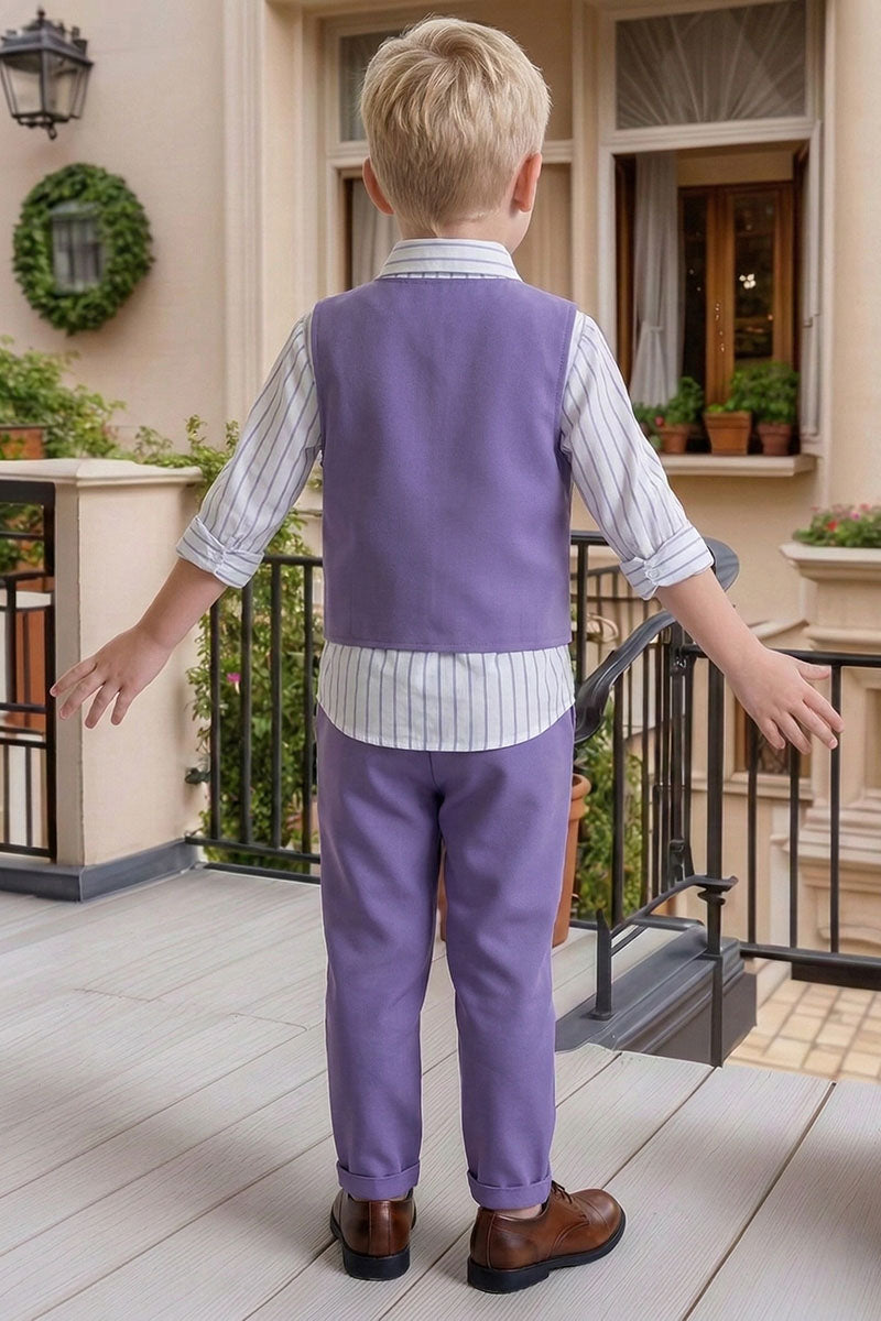 Boys Lavender Vest & Trousers 2-Piece Suit