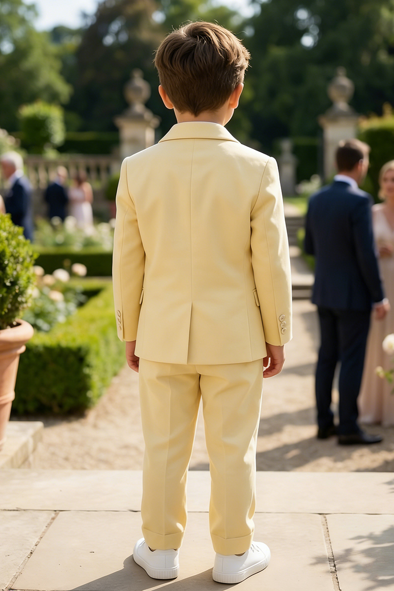 Boys Butter Yellow Double-Breasted 2-Piece Suit