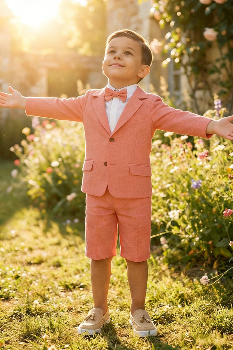 Boys Coral Linen Blend 2-piece Set