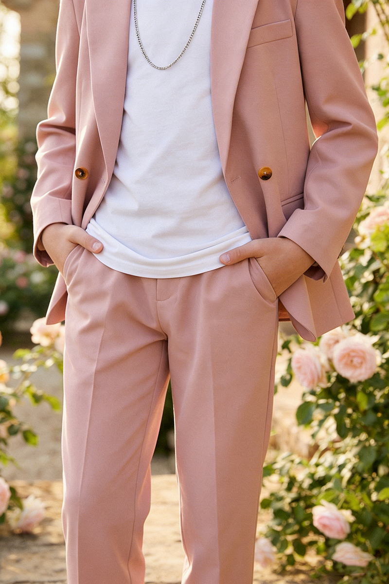 Boys Blush Pink 2-Piece Suit for Garden Weddings