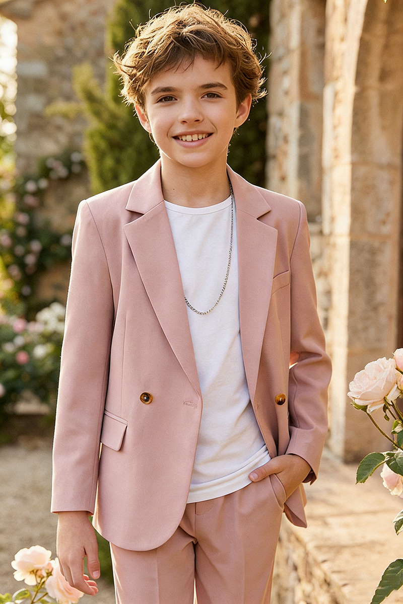 Boys Blush Pink 2-Piece Suit for Garden Weddings