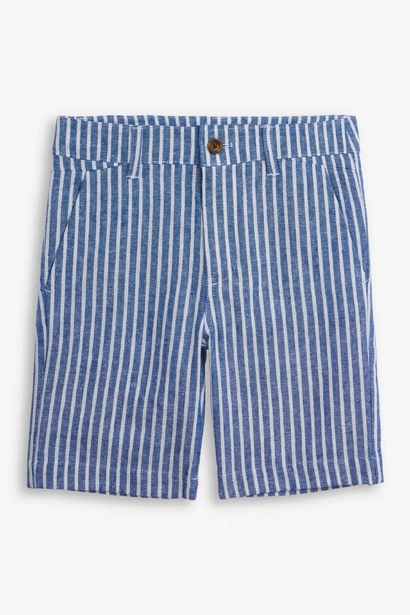 Boys Blue And White Striped Linen Blend 2-piece Set