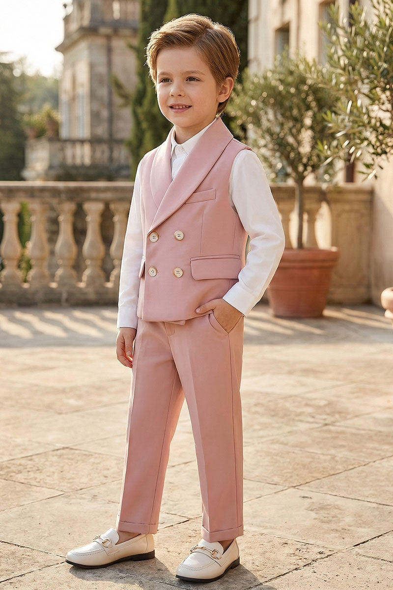 Boys Blush Pink Vest & Trousers 2-Piece Suit
