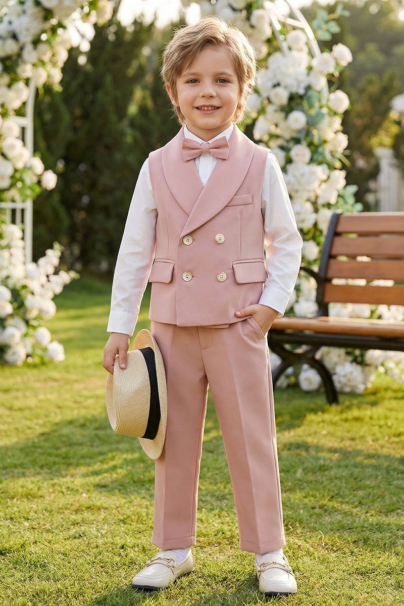 Boys Blush Pink Vest & Trousers 2-Piece Suit