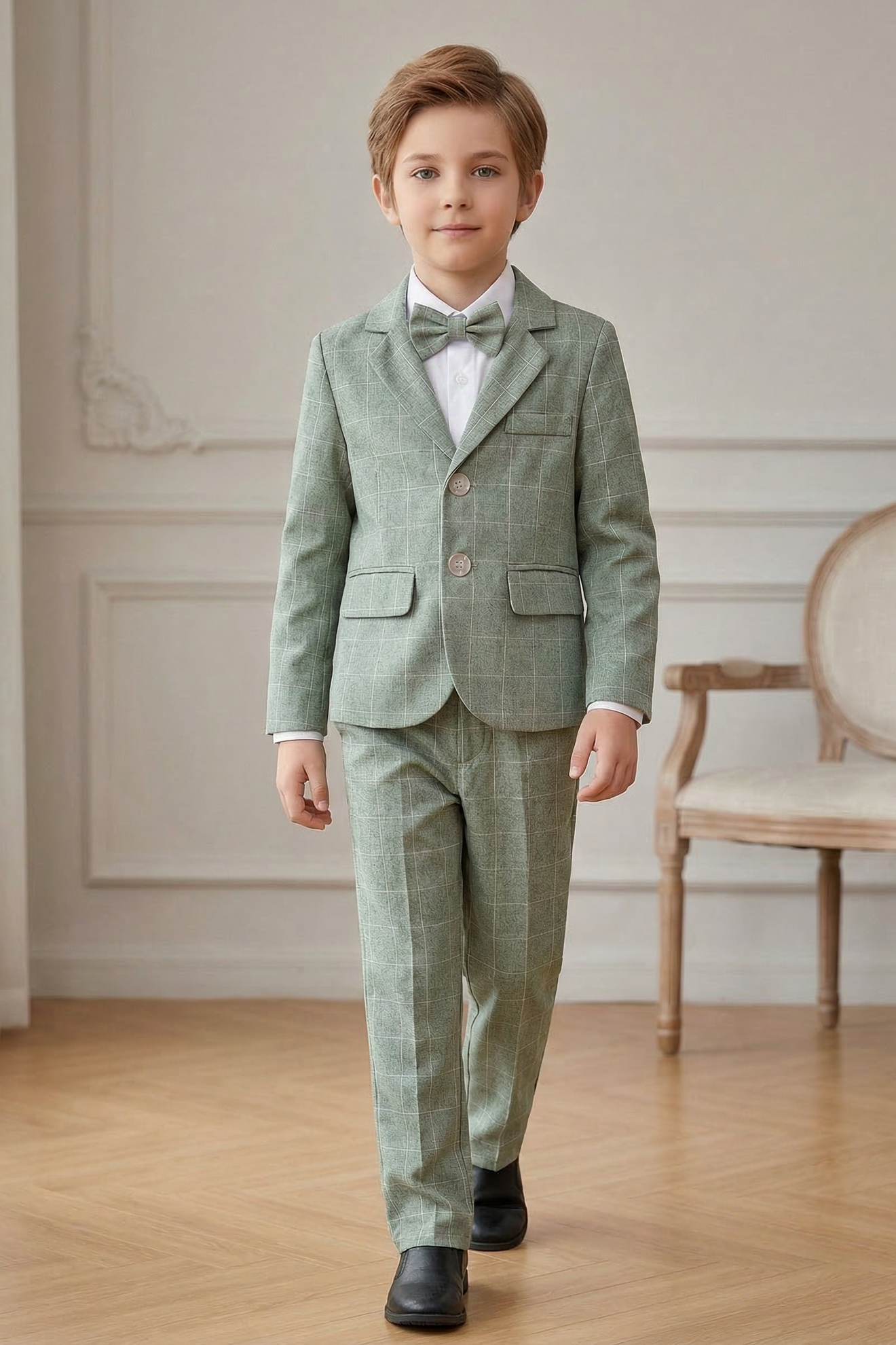 Matcha Green Checkered Single Breasted Suit 2-piece set
